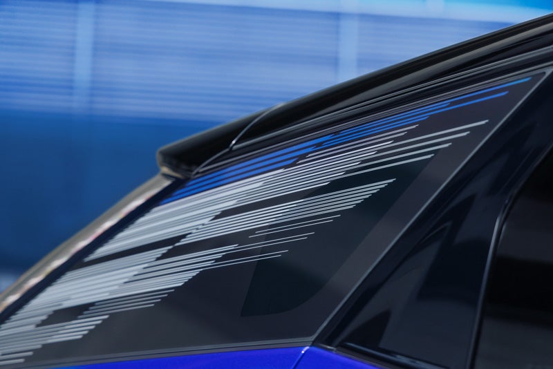 Close-up of the Modern Pattern on the 2026 OPTIQ-V Rear Quarter Glass | AutoGrupo Cadillac in TOA BAJA PR
